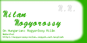 milan mogyorossy business card
